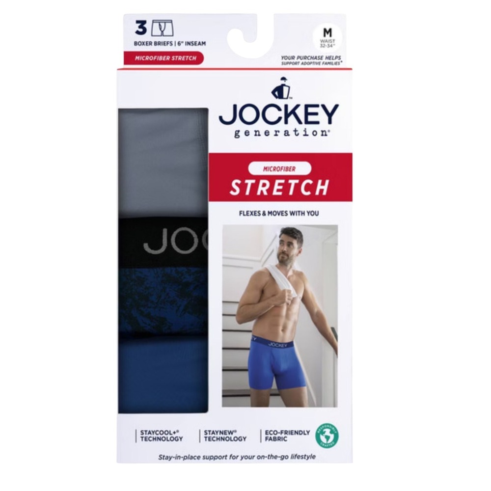 Jockey Generation Mens 3 Pack Microfiber Stretch Boxer Briefs Blue Gray Medium M
